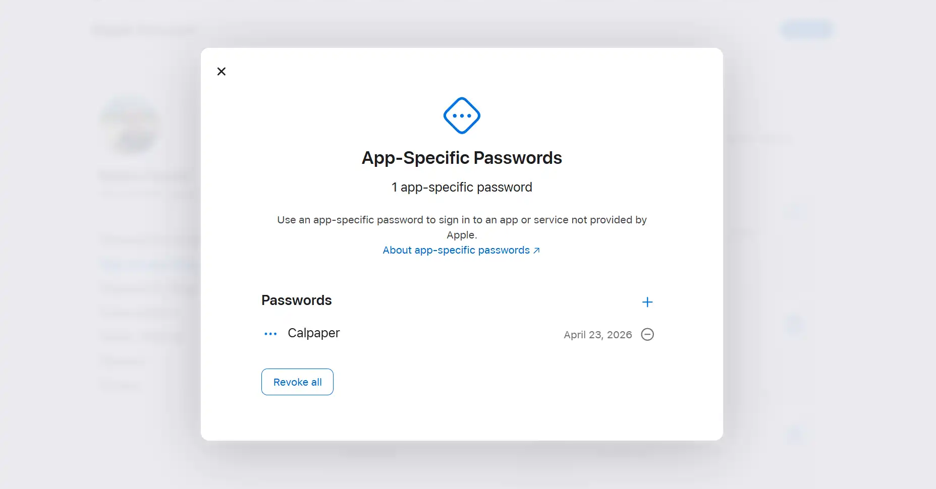 Generated app-specific password